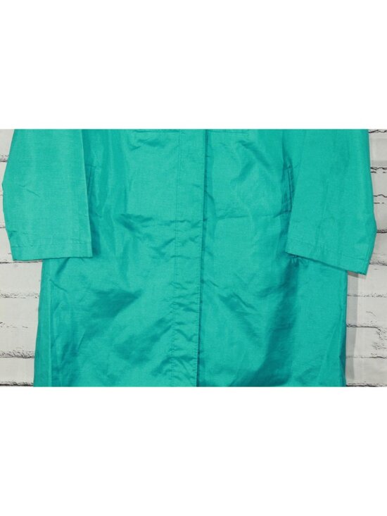 Vintage Alorna Long Lightweight Spring Trench Coat Teal Size 12 Pet - Picture 5 of 12